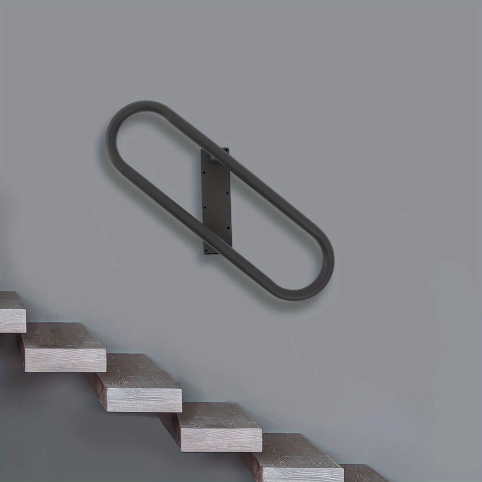 Oval Wall Mounted Armrest (1-3 Levels) - Black, , , Used for A Long Time, Suitable for 1-3 Steps