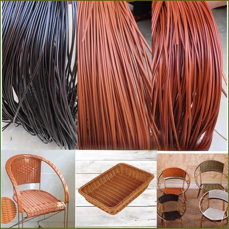 500g about 60-75 Meters 3mm Round Hollow Synthetic Rattan Weaving Plastic Rattan for Chair Table Furniture Repair Material