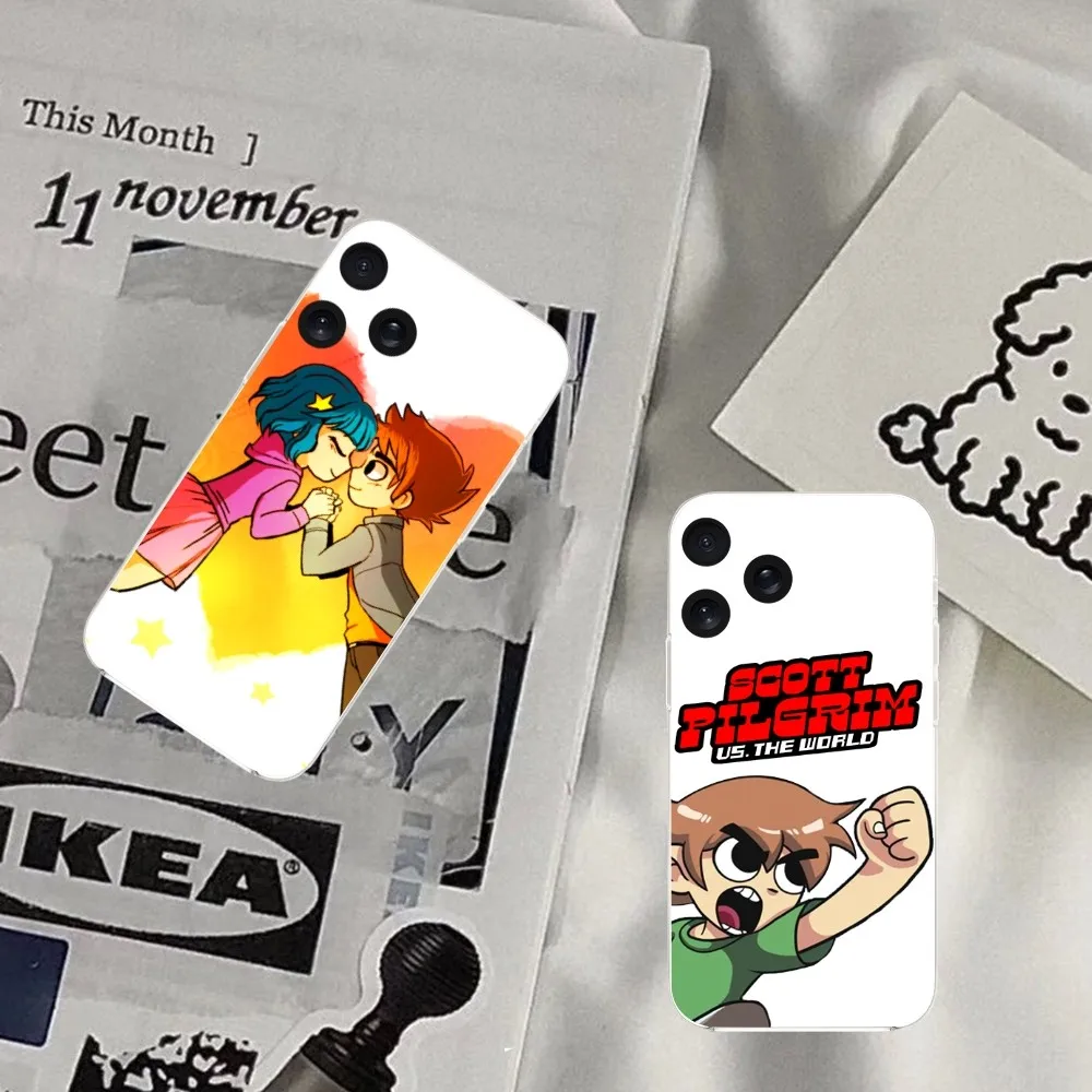 Comic Scott Pilgrim funda de teléfono para iPhone Mini 11 12 13 14 Pro 8 Xs Max X Plus 15 Xr carcasa transparente