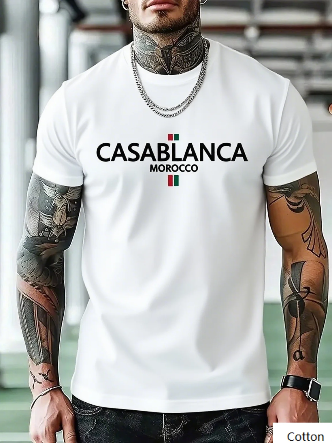 

Хлопковая футболка с рисунком Blanca Marocco Идеально подходит для путешествий и любителей городской культуры Футболка из чистого хлопка с принтом бренда с коротким рукавом