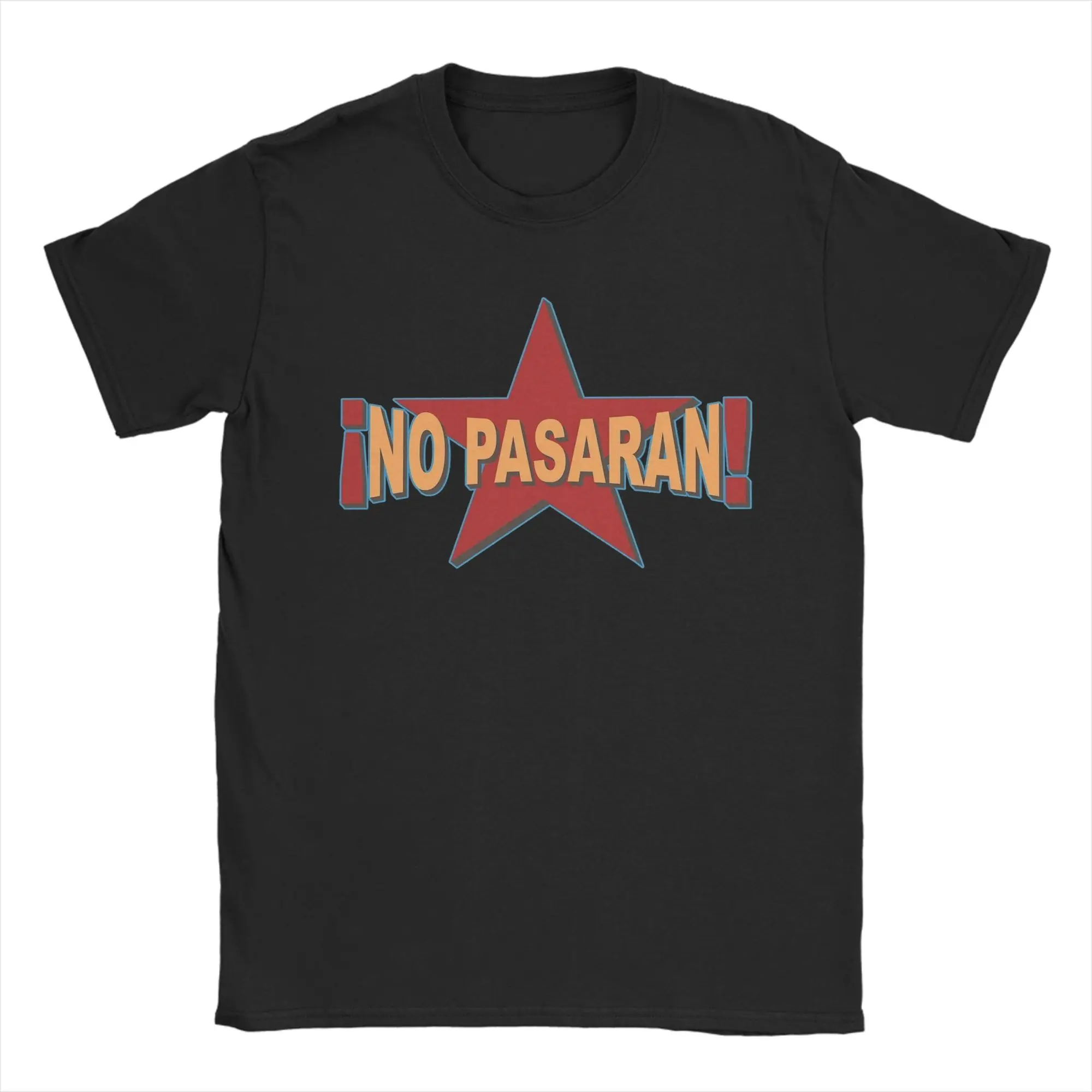 No Pasaran Retro T-Shirt Men Women  Novelty 100% Cotton Tees Round Neck Short Sleeve T Shirts Graphic Clothing