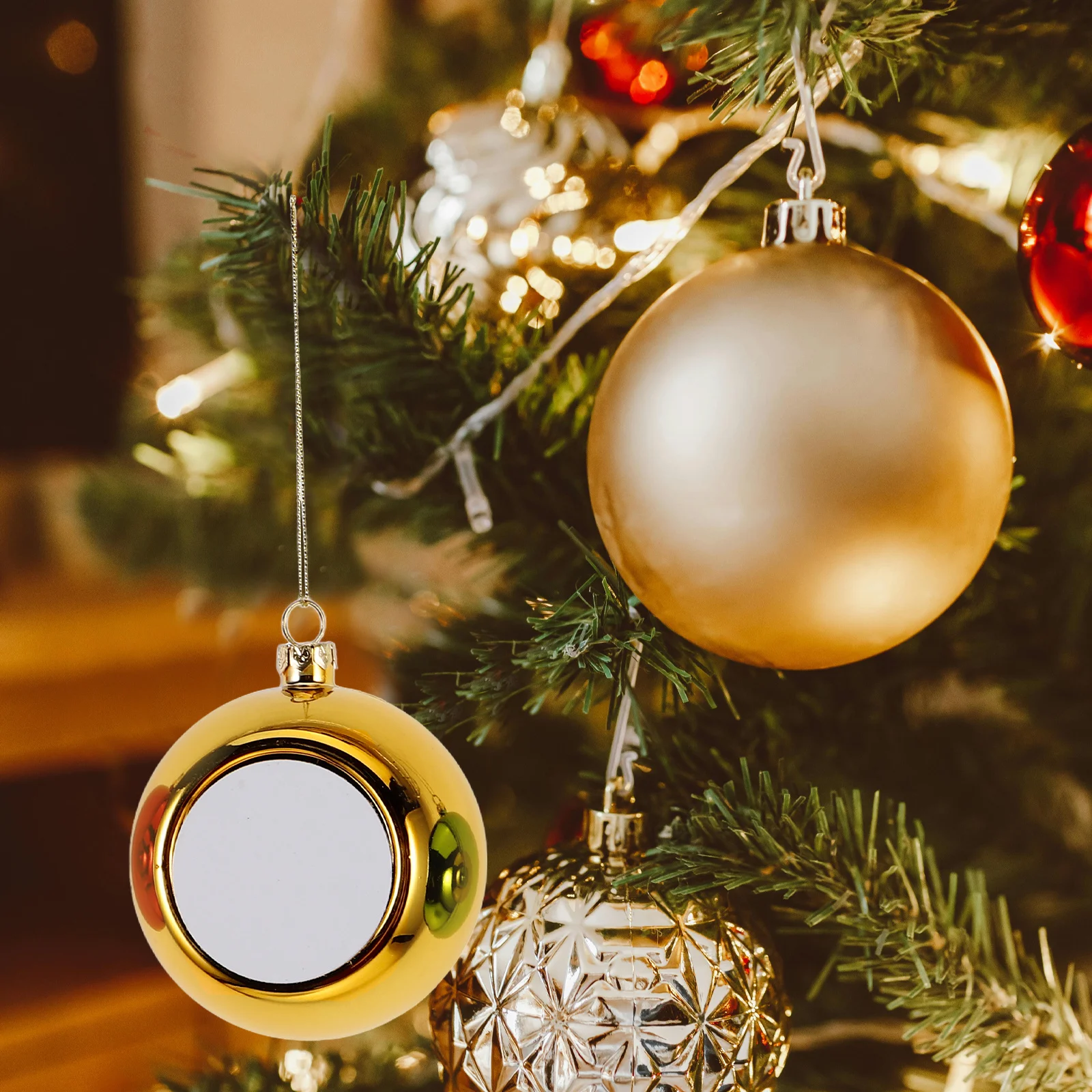 

4Pcs Christmas Balls Blank Sublimation Photo Baubles Ornaments Holiday Tree Decorations Wedding Party Hanging Photo Frame