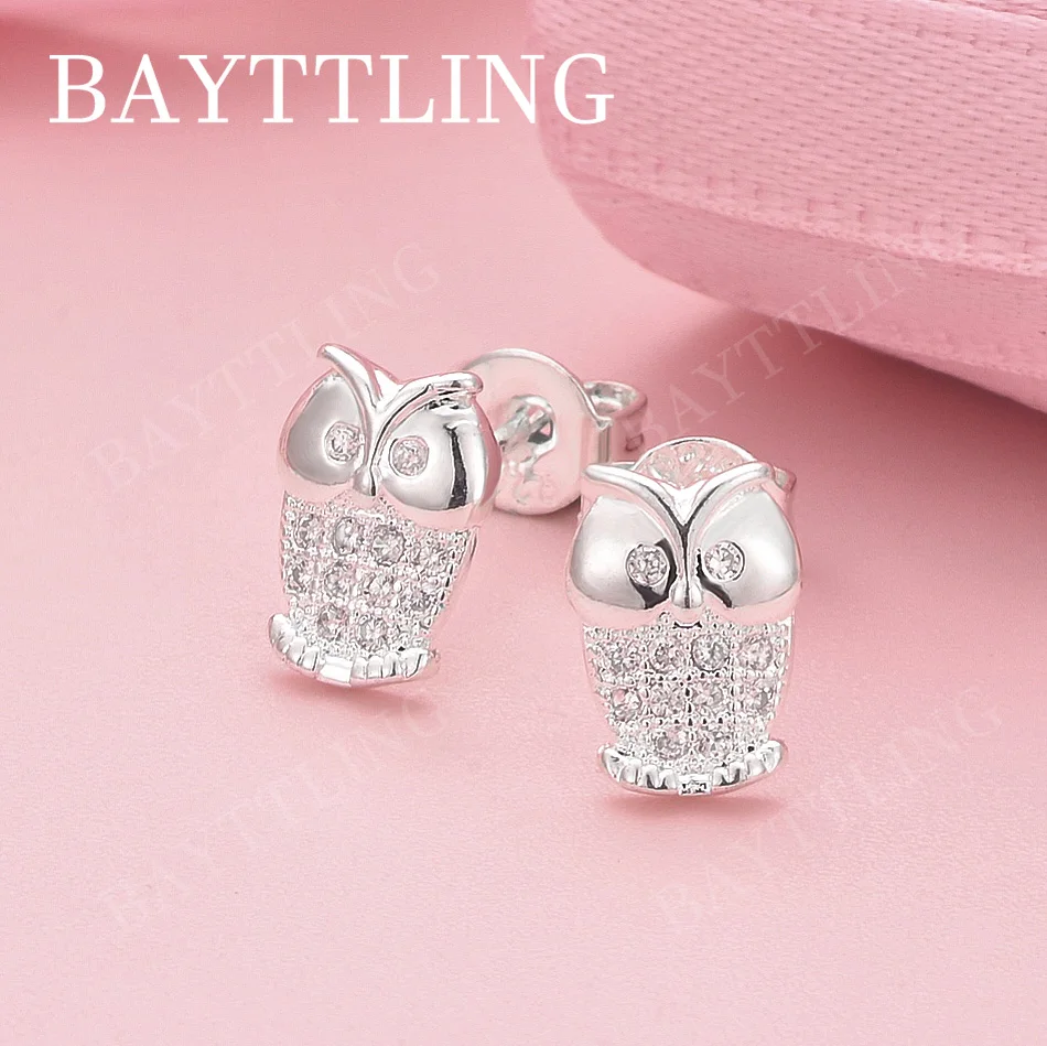 أقراط بومة رائعة من الفضة الإسترليني عيار 925 أنيقة للنساء - إكسسوارات مجوهرات هدايا لحفلات الزفاف والحفلات