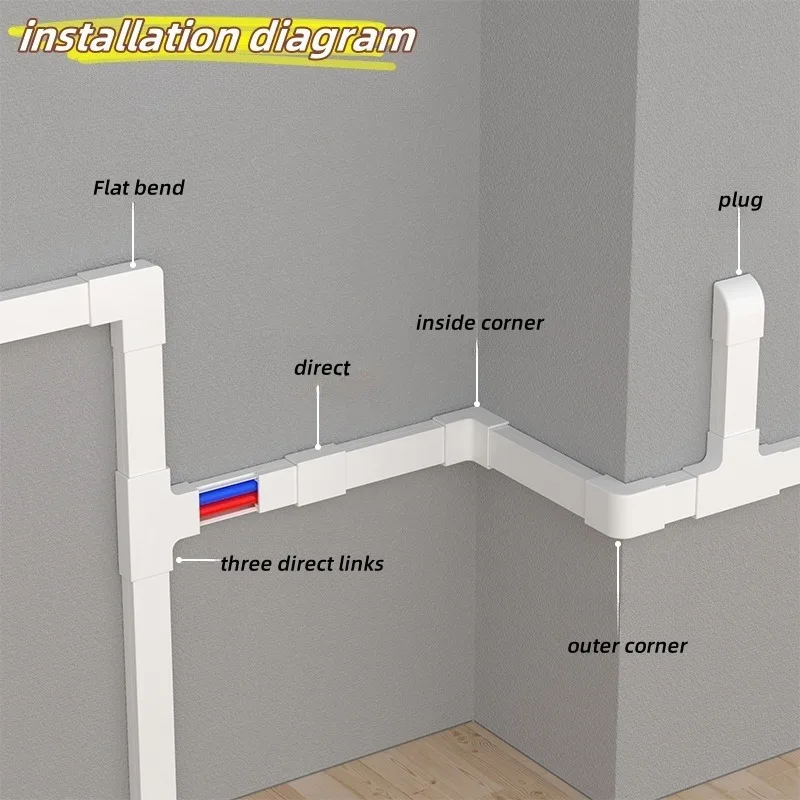 Insulated cable channel cord hider Paintable Cable Concealer self-adhesive Trunking wire management Raceway Kit for home office