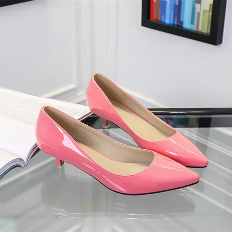 Woman Low Heels Shoes Free Shipping Elegant Null Pumps 3cm Comfortable Slip-Ons Watermelon Red Grey Designer Plus Size Zapatos 8