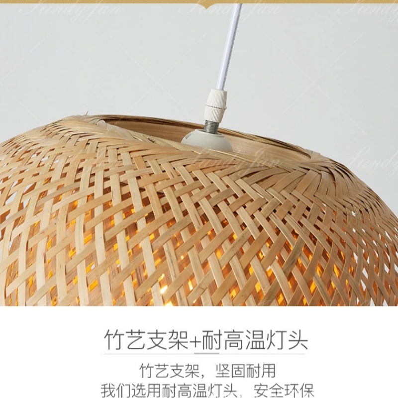 

E27 Bamboo Lantern Pendant Lamp 30cm Natural Rattan Wicker LED Chandeliers Hand-Woven Lampshades Lighting Fixture Hanging Light
