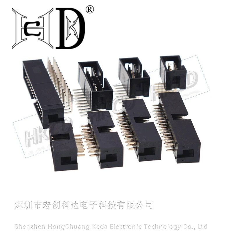 10pcs DC3 simple horn 6-60P 180 degree direct insertion/bending JTAG socket with 2.54MM spacing IDC interface