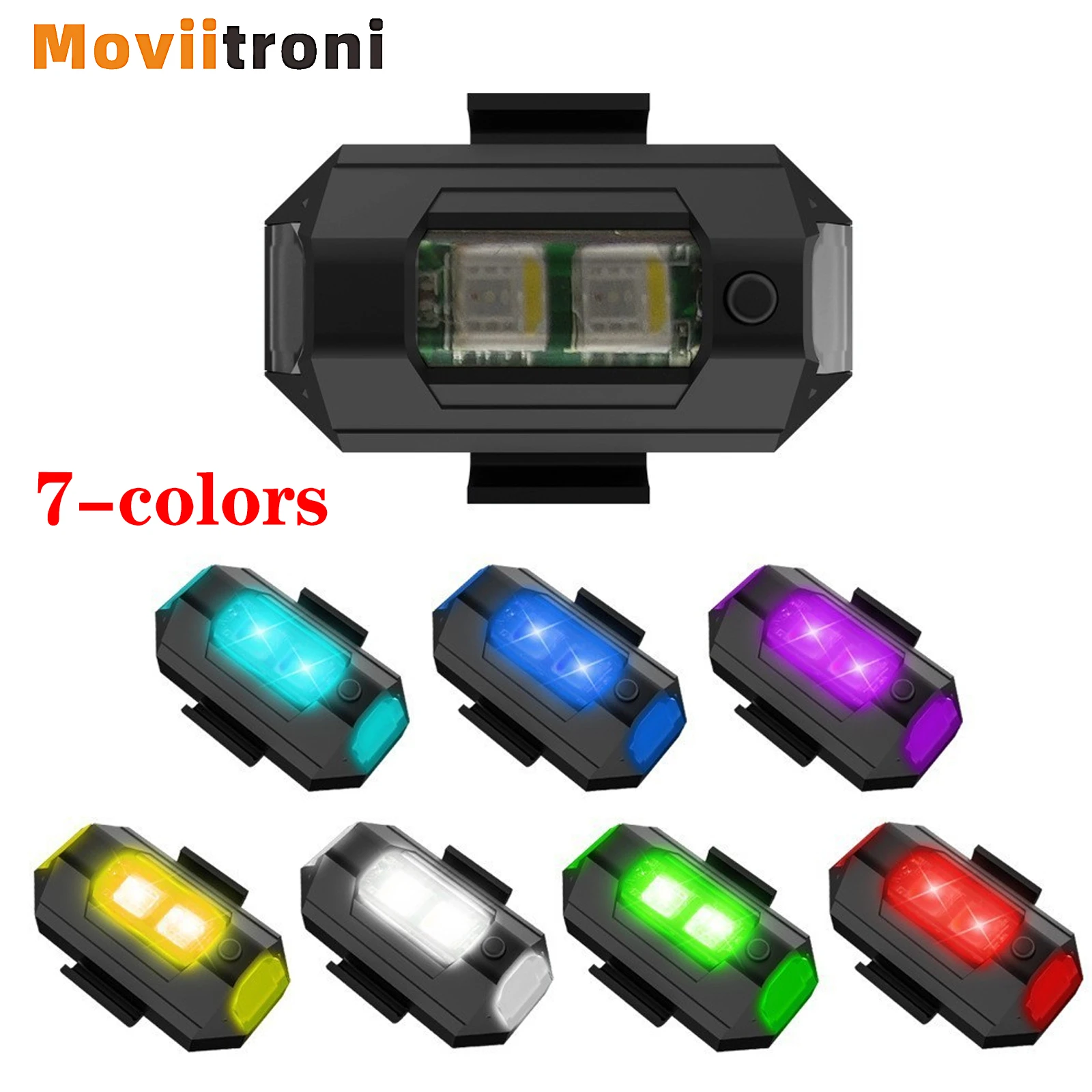 4pcs 7 Colors LED Strobe Lights, High Brightness Waterproof USB Charging Anti Collision Flashing Light for Car Motorcycle Bike