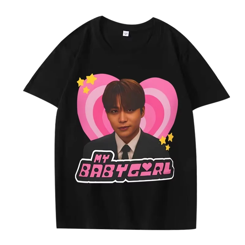 Ateez Jongho Crazy Form Smirk Y2k Babygirl T-Shirt Männer Frauen Übergroße 100 % Baumwolle Heißer Verkauf Kurzarm Sommer TOP Unisex Tops