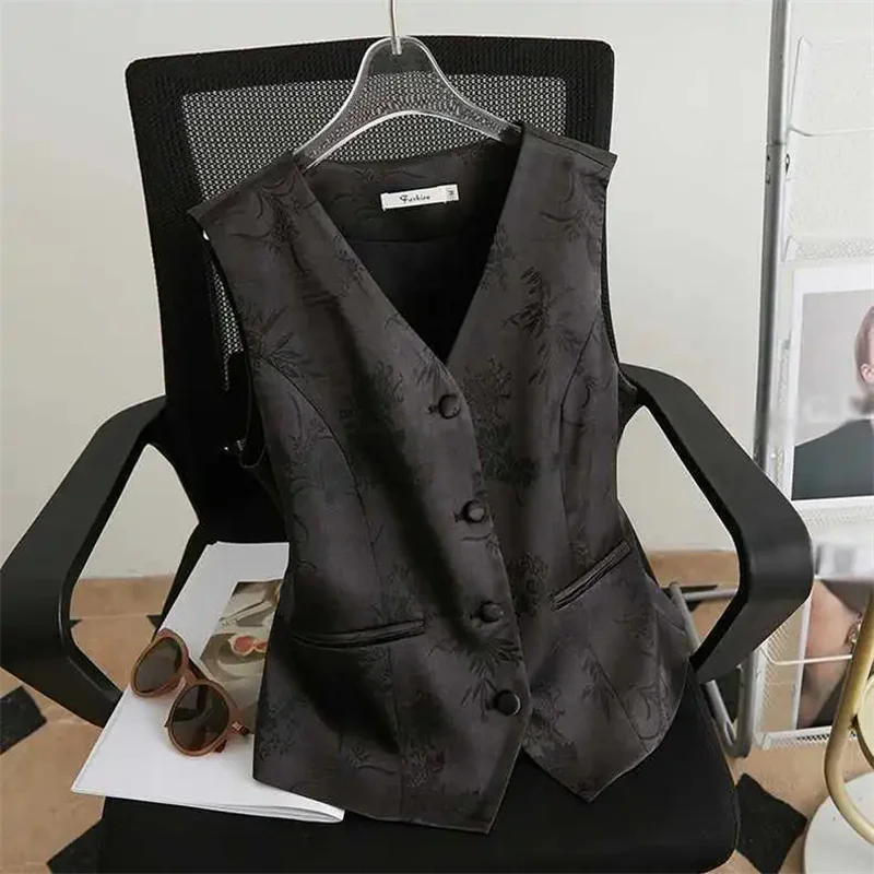 

Suit Vest, Feminine Temperament, Hanging Short Style, Spring/summer Slim Fit, V-neck, Young Jacquard Vest, Camisole, Vest XQ259