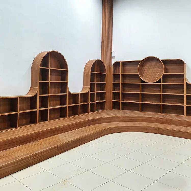 Early education center curved bookcase custom kindergarten wall special-shaped bookshelf children's cabinet toy book storage
