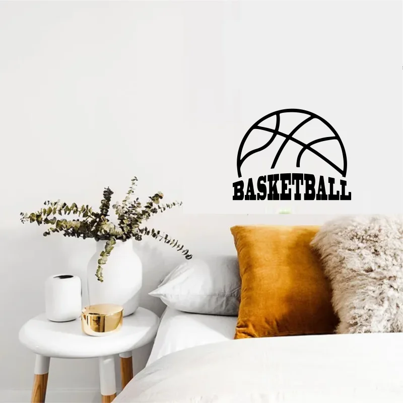 Basketball Logo Wall Decal Sticker Vinyl Art Home Interior Decorations Sports Kids Boys Childrens Room Bedroom Decor Mural # 582