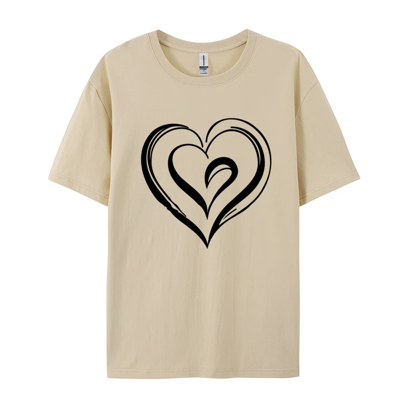 Lesiure T-Shirt Love Heart Doodle Valentine 2024 New Men'S T Shirts Printed On Short Sleeve All Cotton Fabric T Shirt