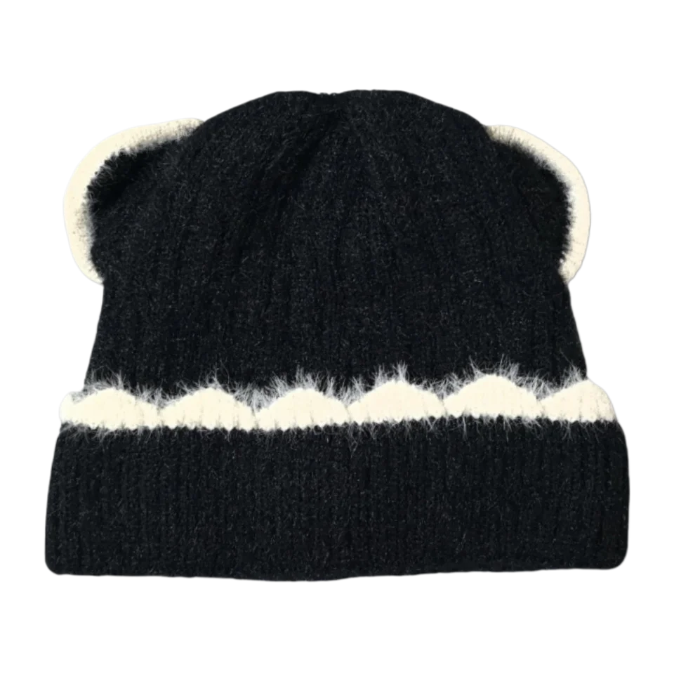 

Winter Warm Beanie Caps for Women Girls Fleece-lined Knit Bear Ear Beanie Puffy Soft Cool Hat