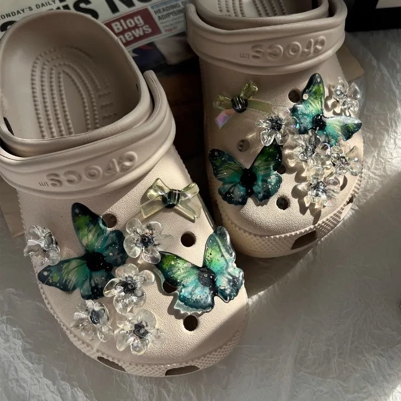 Fit Hole Shoes Shoe Flower Accessories Silver Crystal Pearl Chain Accessories Removable DIY Shoe Buckle