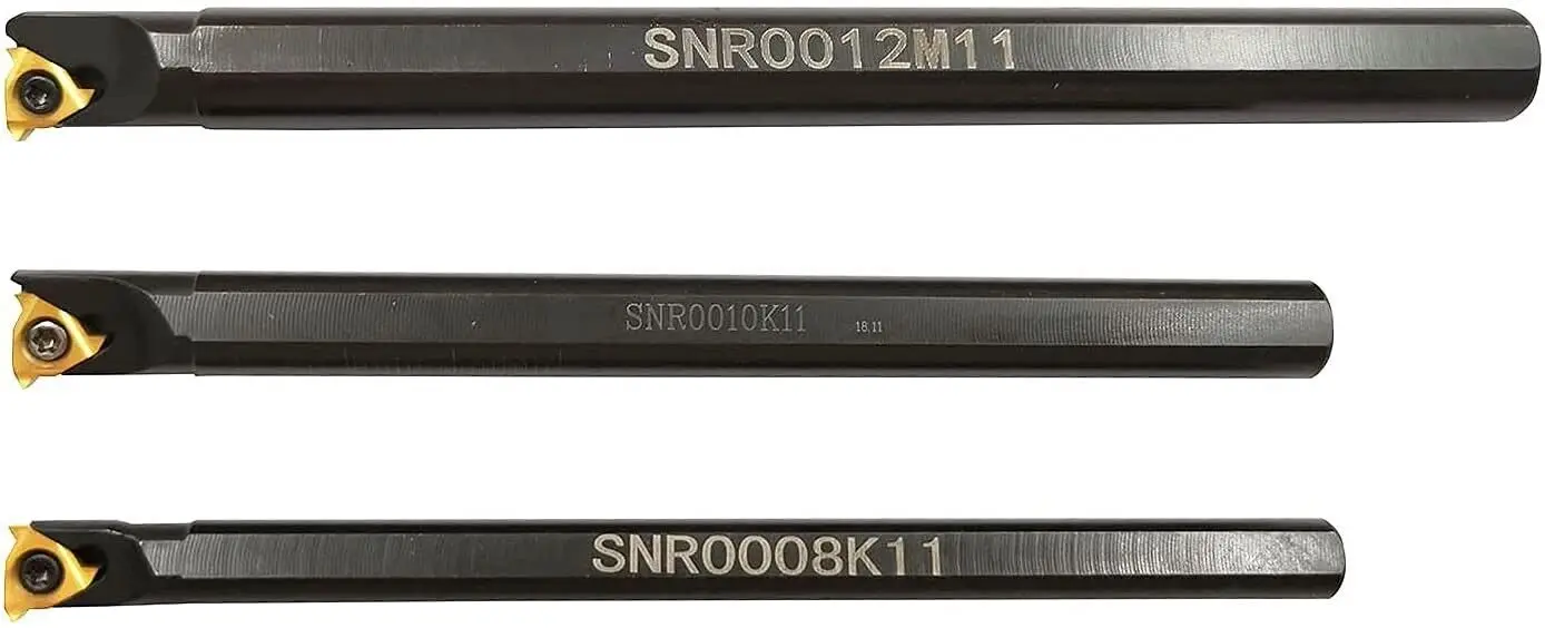 3pcs SNR 8mm 10mm 12mm SNR0008K11  SNR0010K11 SNR0012M11 Threading Turning Tool Holder Boring Bar+3pcs 11IR A60 Carbide Inserts