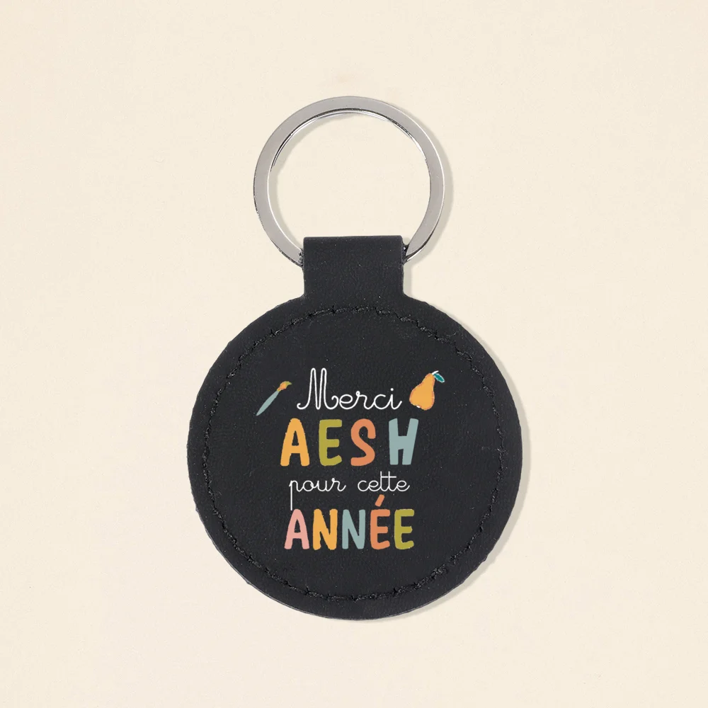 Merci Atsem/Aesh/Avs/Maitre/Maitresse French Printed Keyring Teachers Day Gift Keychain Leather Key Ring Graduation Thanks Gifts