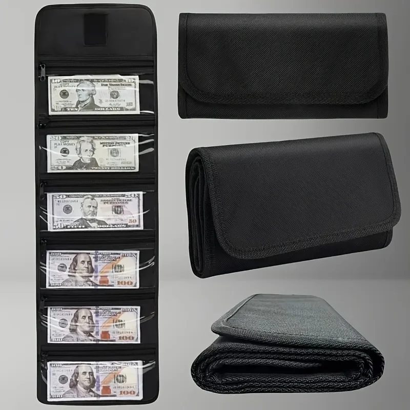 Geldkassette mit 6 Reißverschlussfächern, Aufbewahrungsbox für Bargeld und Tickets, Umschlag-Geldbörse – Detail 1