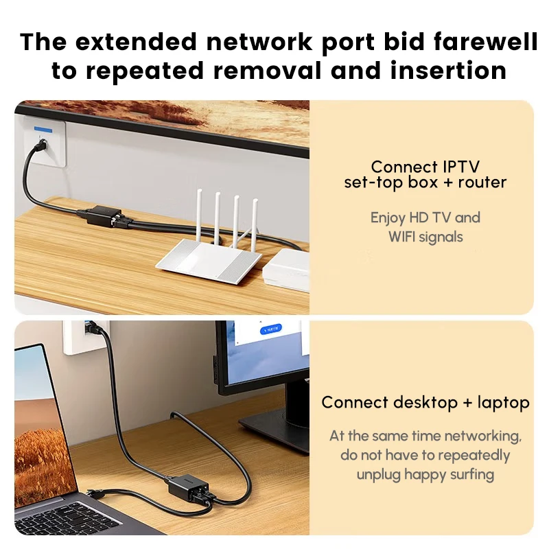 UGREEN RJ45 Ethernet Splitter 100Mbps Ethernet Splitter 1 to 2, Plug and Play, 2 Devices Simultaneously Networking