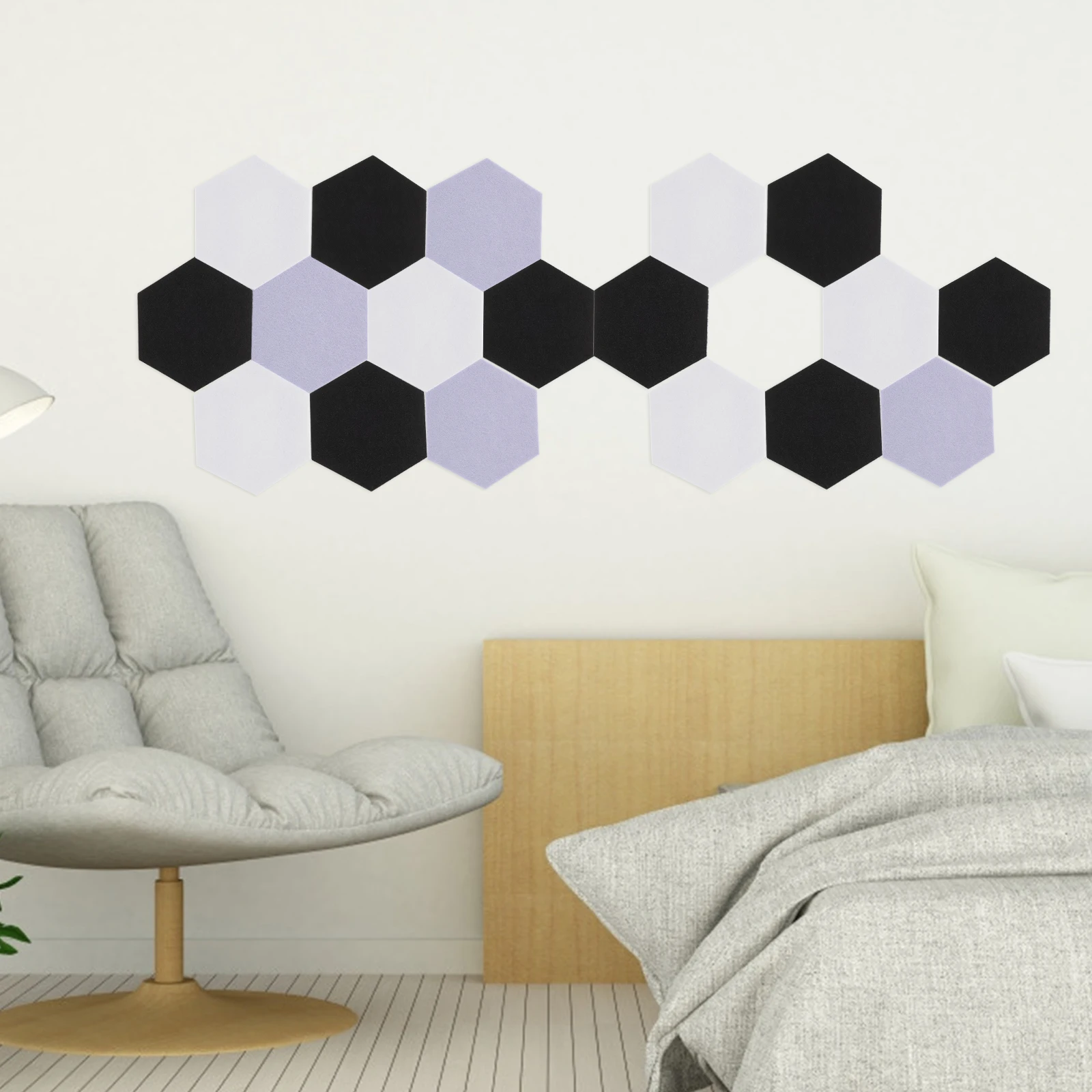 

12 Pcs Hexagon Acoustic Sound Absorbing Panels Noise Reduction Felt Wall KTV Studio Soundproofing Insulation Dumboard Flame