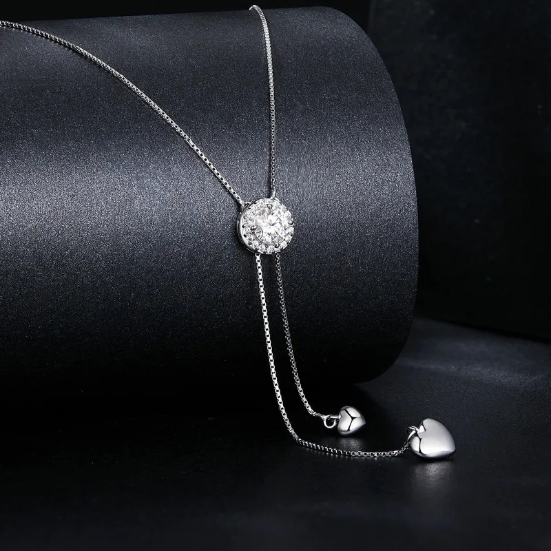 

Ожерелье Bamoer U Moissanite из стерлингового серебра 925 пробы, уникальный дизайн с регулируемой длиной, сертифицированное ожерелье, изысканные ювелирные изделия, цвет D, VVS1