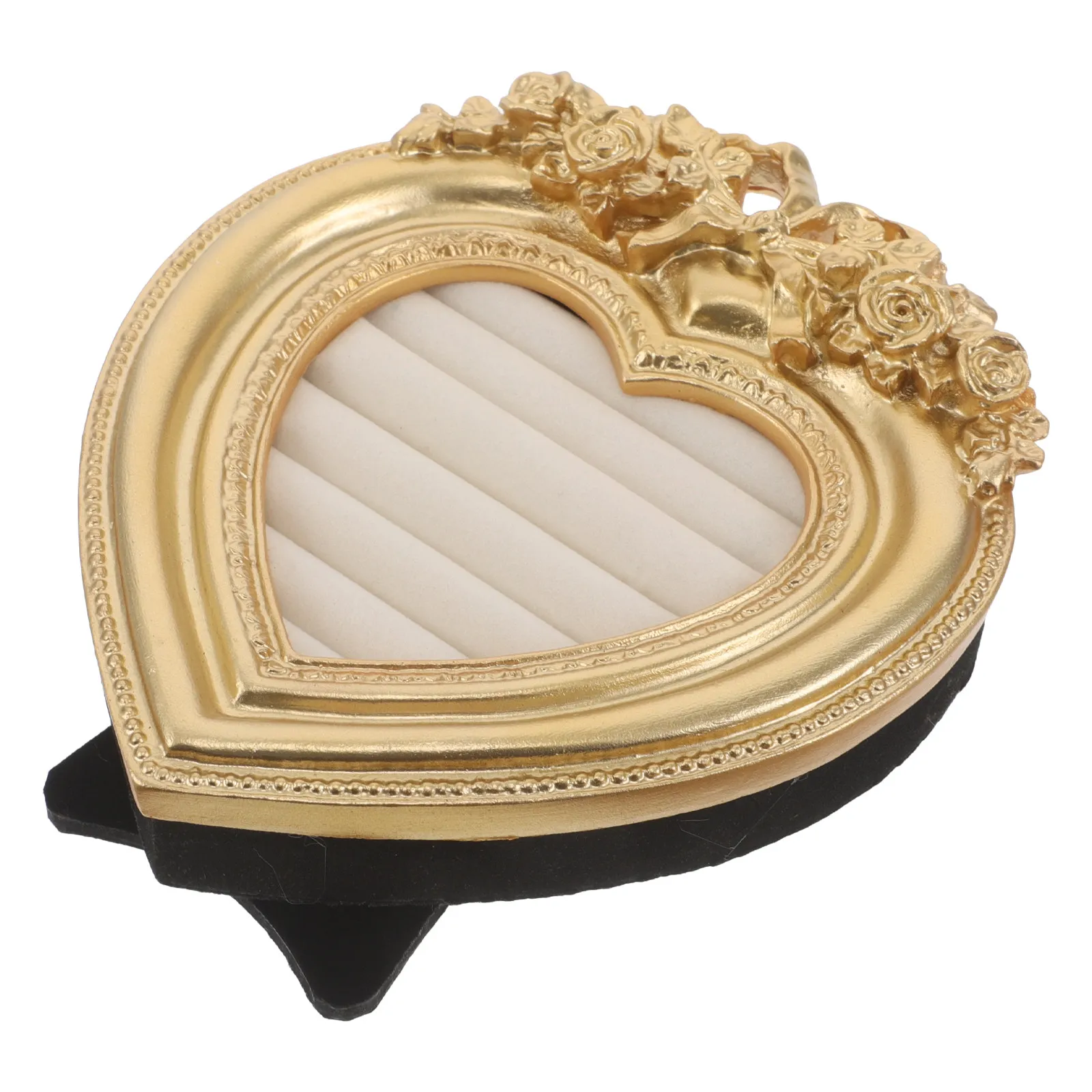 Vintage Resin Jewelry Stand Small Desktop Heart Frame Earring Display Rack Ring Organizer Wedding Anniversary Engagement