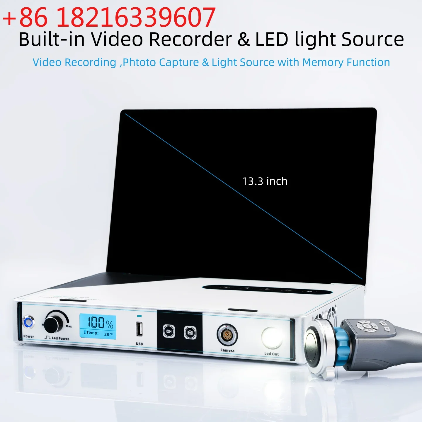 YAO Portable Medical Endoscopic Camera System With LED Cold Light Source and Video Record for ENT Arthroscopy Hysteroscopy Urolo