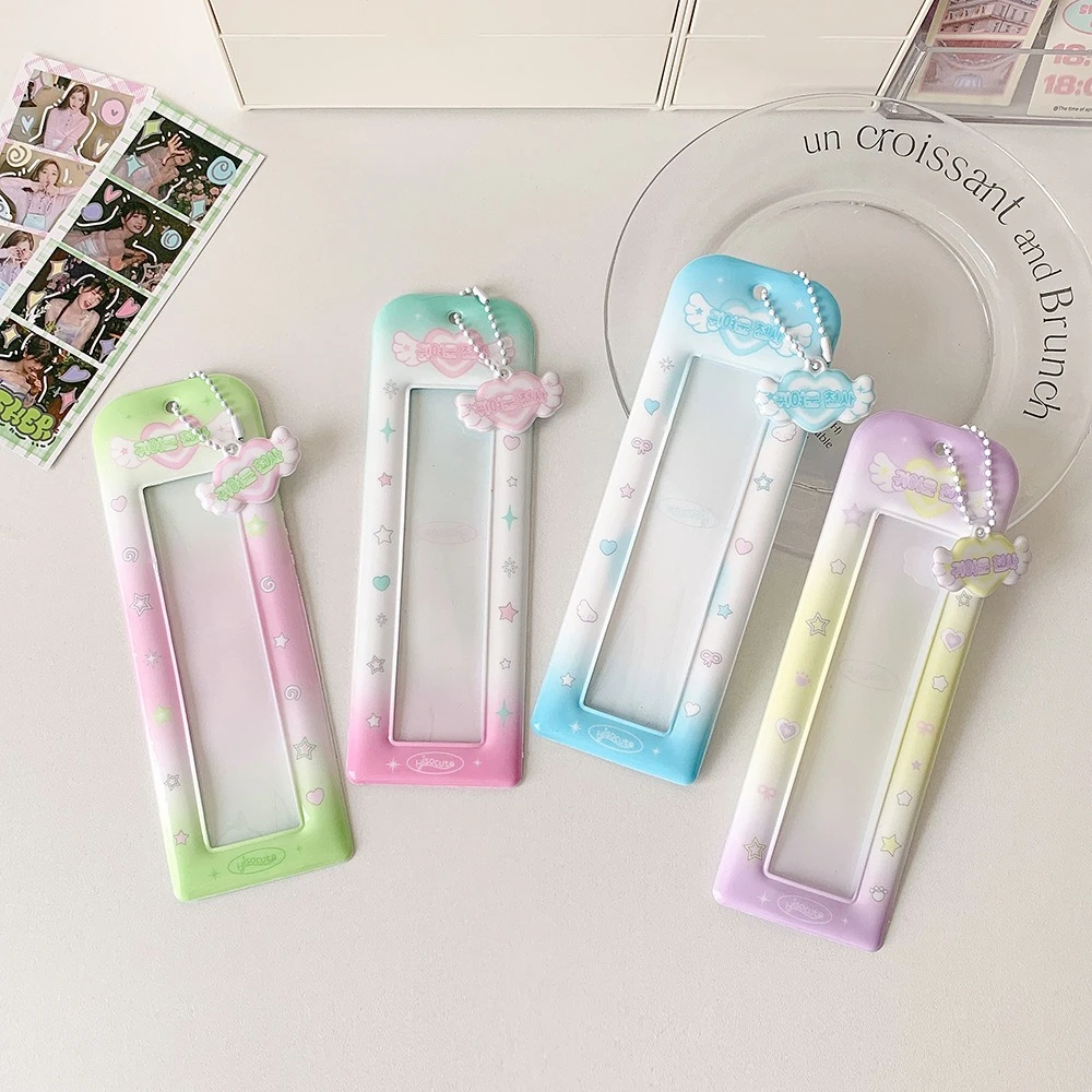 

PVC Card Cover Korean Photocard Holder Long Bookmark Hanging Decoration Idol Card Display Protector Picture Keychain Pendant