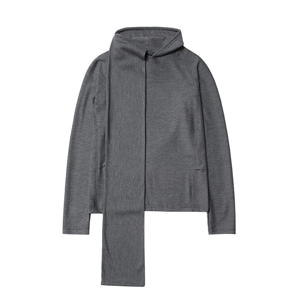 2025 Spring Men's New Hooded Bottom Shirt Layering Poncho Scarf Neck Hooded Niche Design Loose Pullover Sweatshirt Top