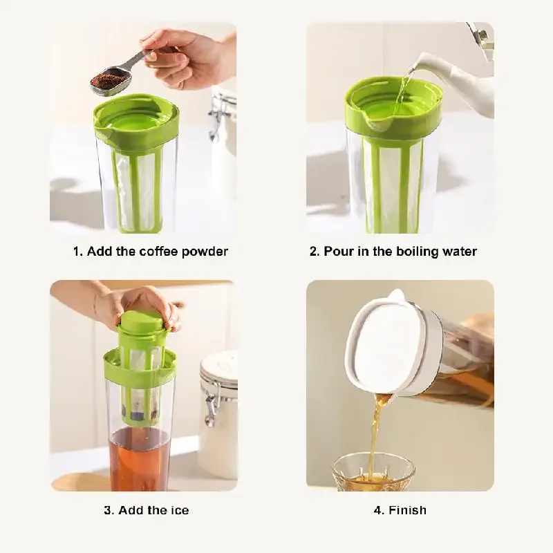 Cold Brew Coffee Pot 1100ML Espresso Filter Bottle Cold Brewing Pot Portable Iced Brew Coffee Maker Tea Juice  Coffe Kettle - Image 5