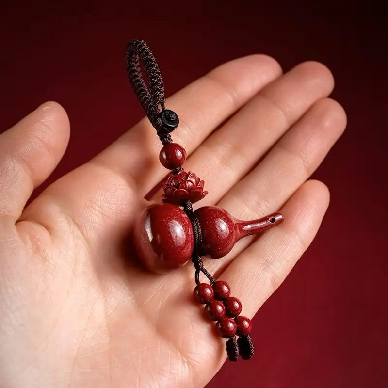 

Raw Cinnabar Fulu Gourd Keychain Pendant 2025 New Year's Gift Natal Year Pendant