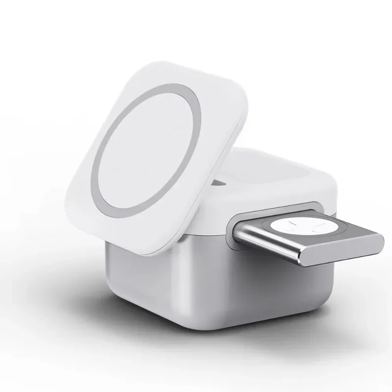 Folding Magnetic Wireless Charger QC3.0 15W Cube Wireless Charger Smart Watch Earbuds 3 in 1 for Iphone Mobile Phone