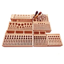 Beech Leather Craft Tools Holder Rack Stand 46 Holes Leather Craft Tool Rack Stamp Punch Tool Storage Box Holder Organizer