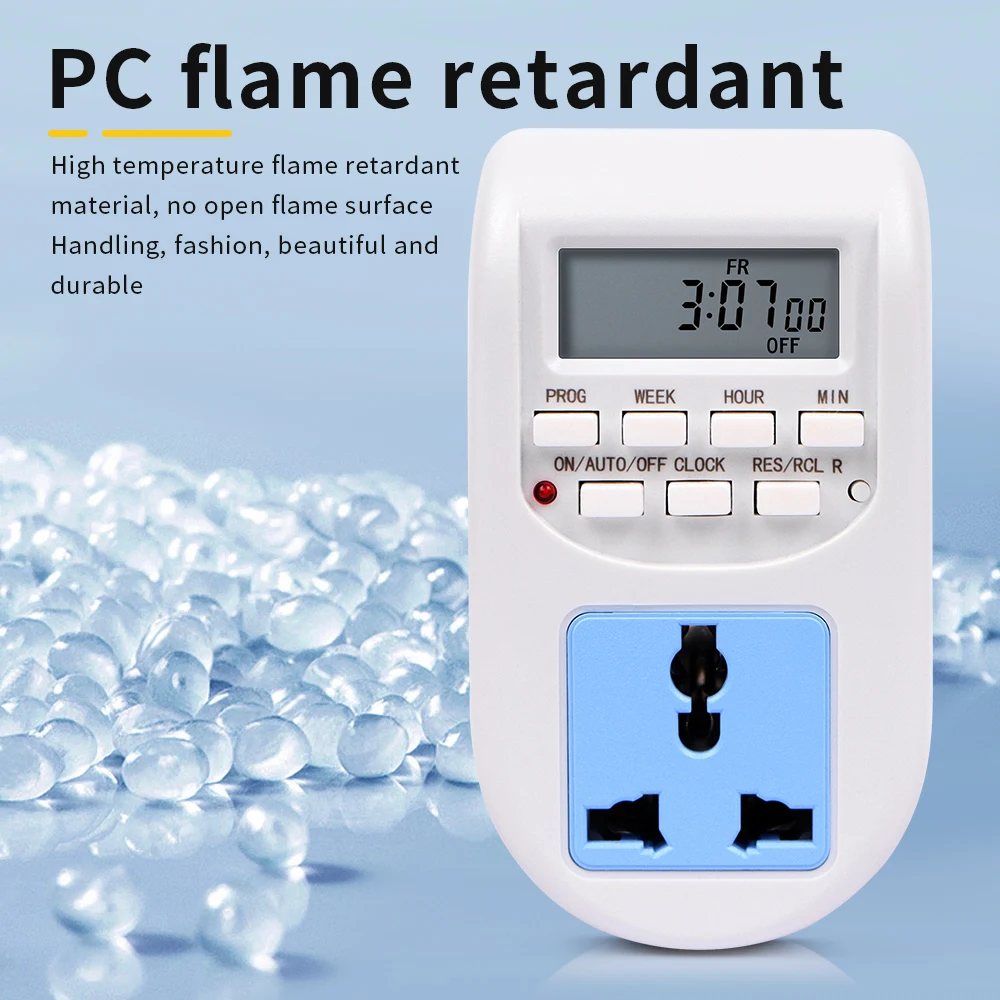 Digital Timer Switch 220V 7 Days Weekly Intelligent Electronic Programmable Timing Socket EU Plug Outlet Appliance Time Control