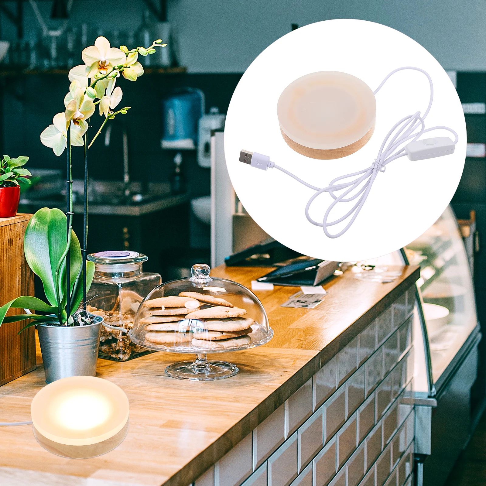 

USB Creative LED Night Light 3W Warm Adjustable Switch Wood Acrylic Base Lamp Bedroom Decor Small Night Lights