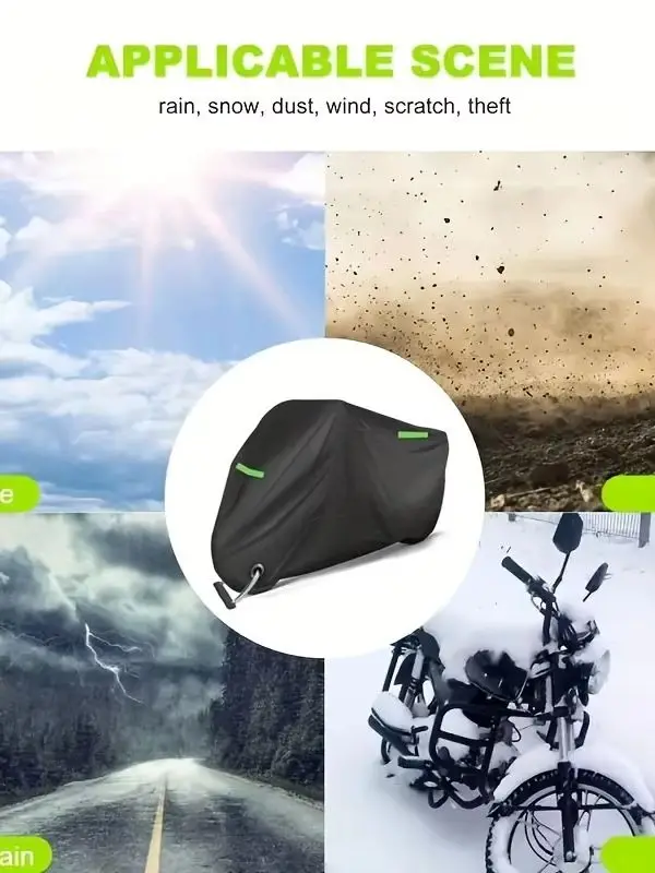 Motorradabdeckung, wasserdicht, für den Außenbereich, staubdicht, winddicht, universell passende Fahrradabdeckungen mit elastischem Saum und reflektierenden Streifen – Detail 2