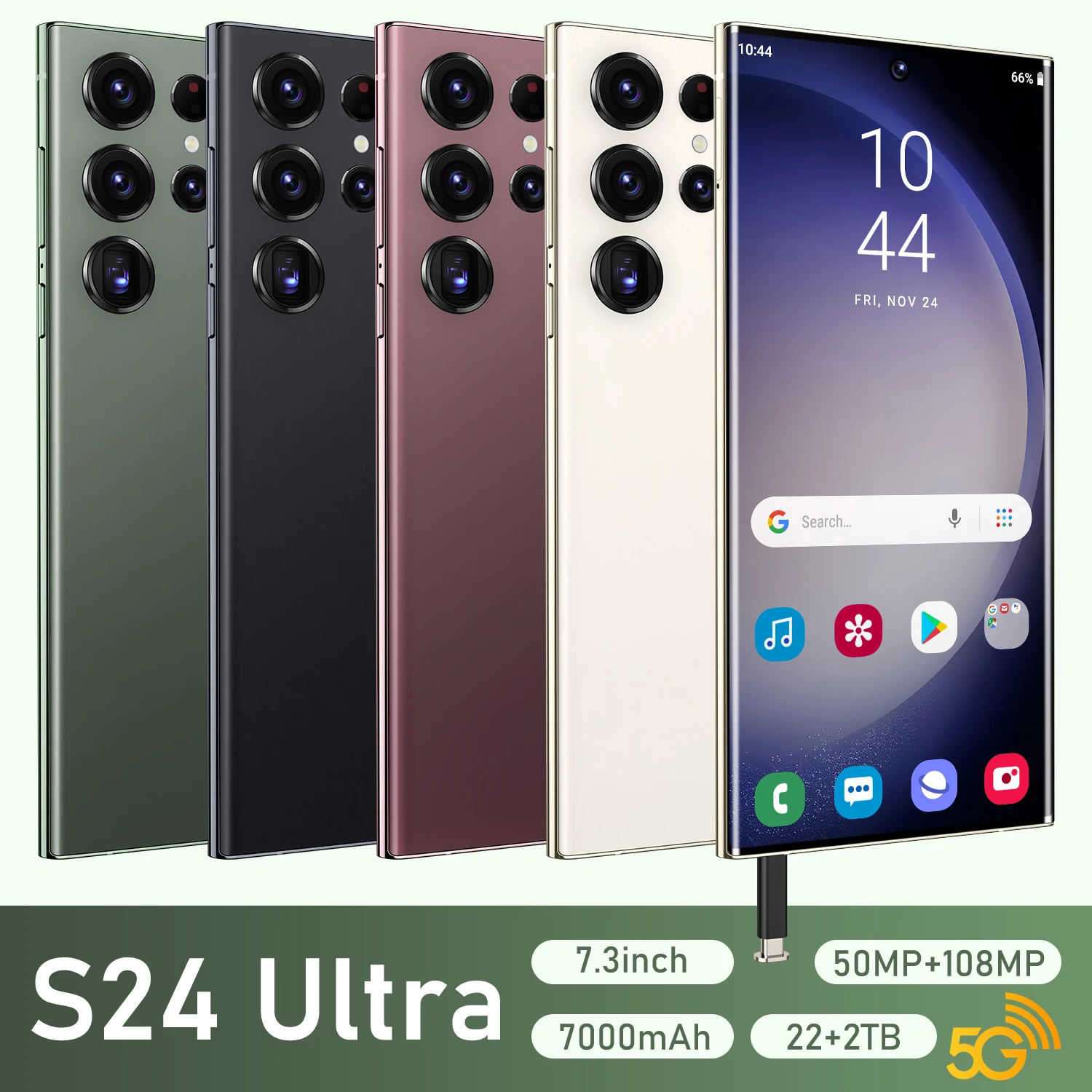 2025 S24Ultra smartphone 5G Android 13 7.3-inch high-definition full screen 22G+2TB Memory Battery 7000mAh Face Unlock