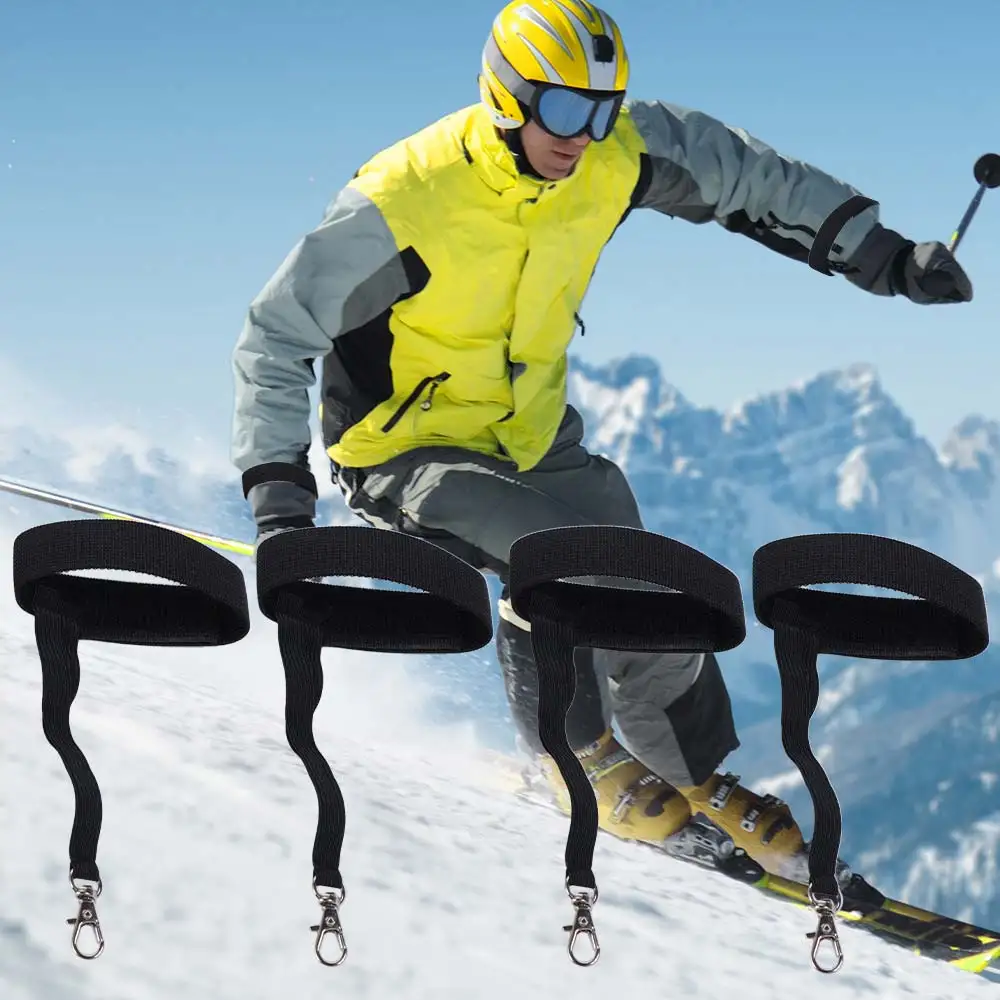 

Комплект из 4 регулируемых эластичных ремешков для лыжных перчаток с металлическими кнопками, нейлоновые, эластичная конструкция