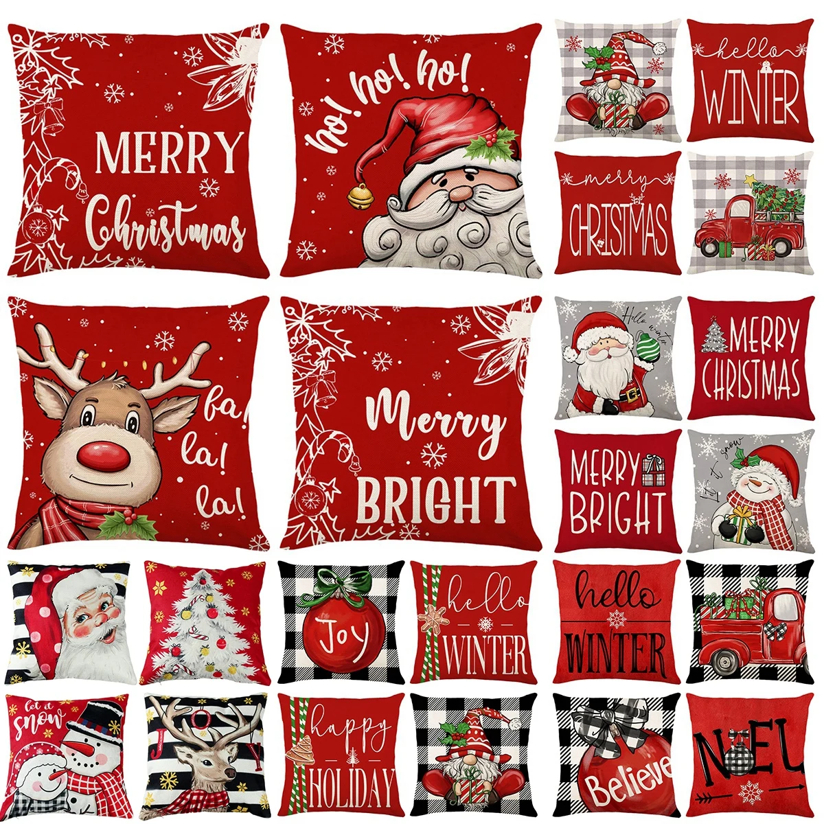 Christmas Pillow Cover Cushion Cover Merry Christmas Decor for Home 2024 Xmas Ornament Navidad Noel Gifts Happy New Year 2025