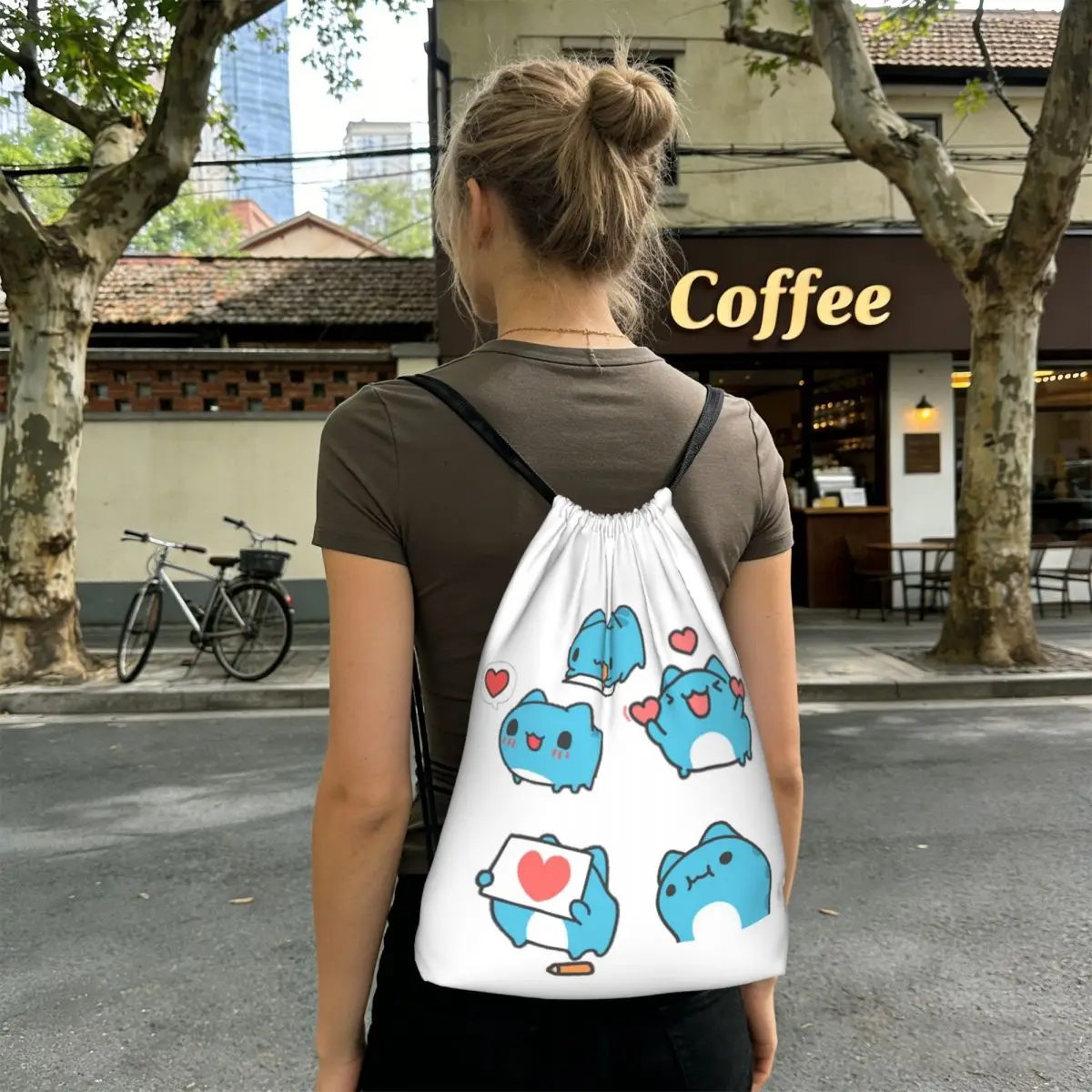 Comic Cat Bugcat Capoo Backpacks Fashion Drawstring Bags Shoes Bag Book Bags for Man Woman School