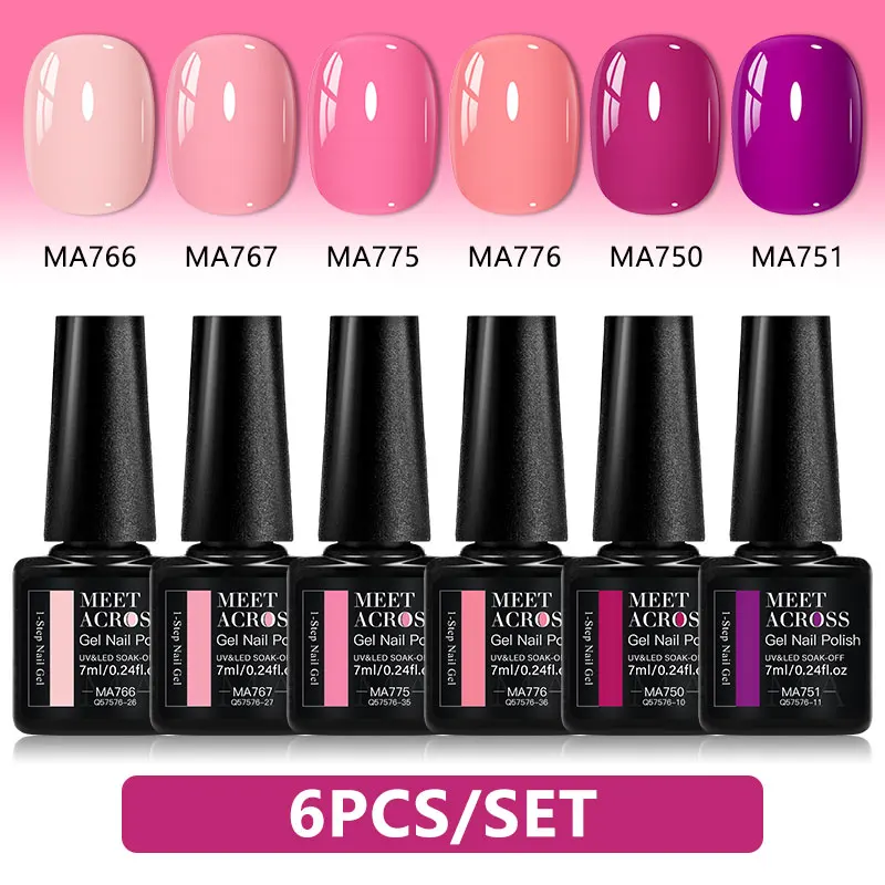 6-delige 1-staps nagelgellakset Eenvoudig aan te brengen Geen basisgel toplaag nodig Bespaar tijd UV/LED Losweken Langdurige Nail Art Vernis