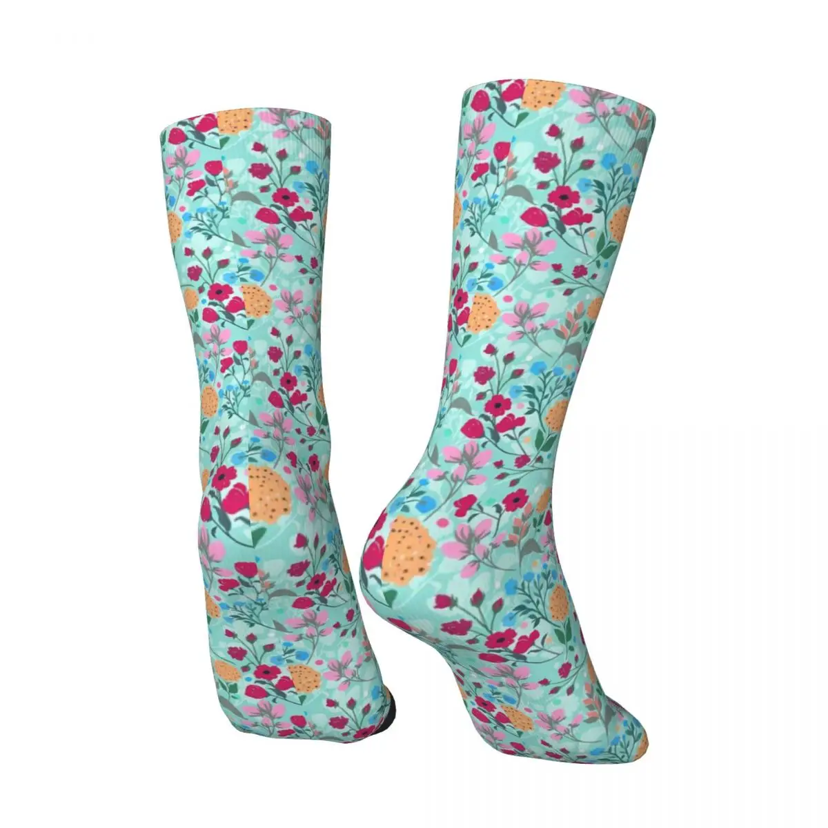 Ditsy Floral Socks Autumn Pink Blue Stockings Korean Ladies Soft Socks Custom Outdoor Anti Skid Socks