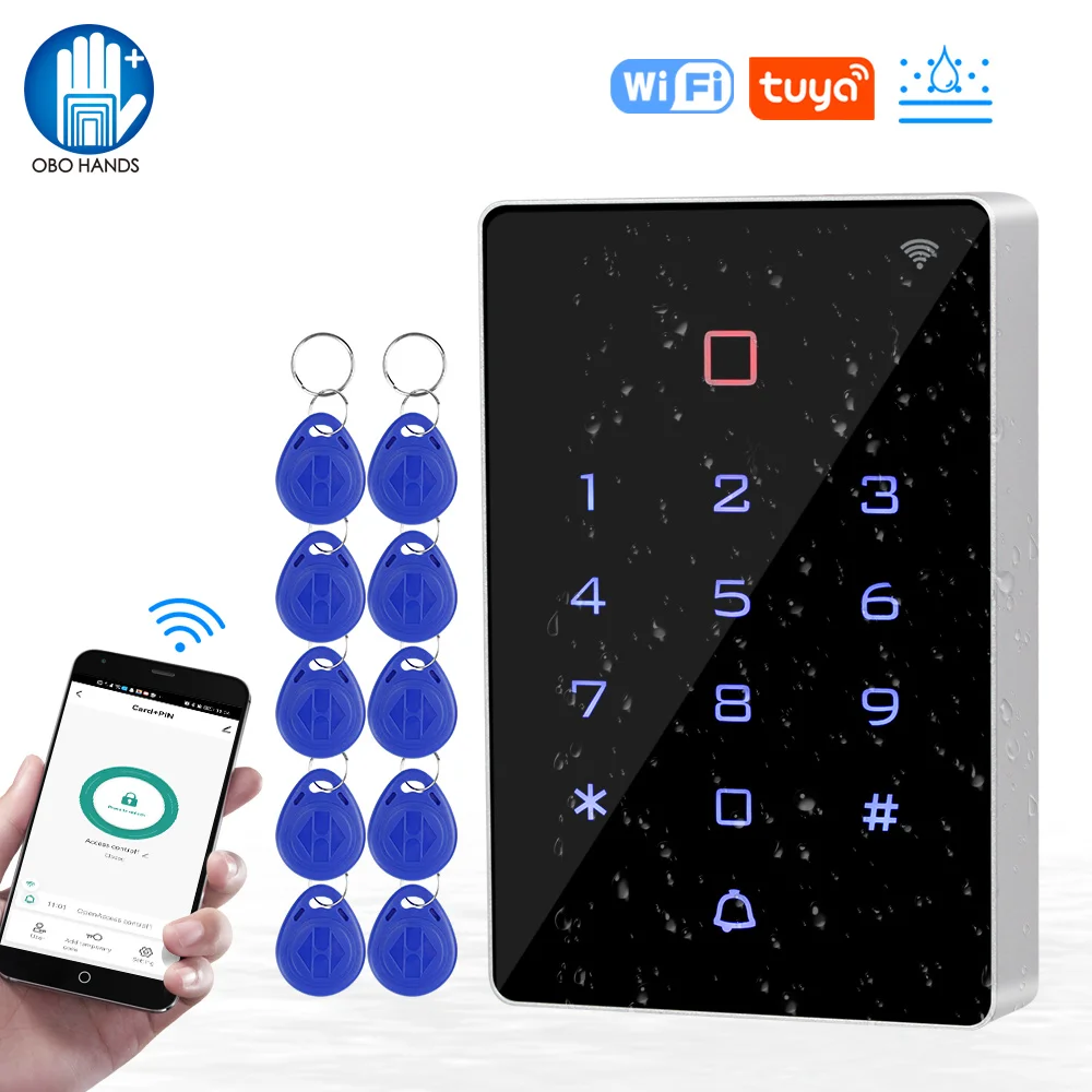 

WiFi Tuya RFID Keypad Access Controller IP68 Waterproof 125KHz Card Reader WG26 Touch Password Door Opener System APP Unlocking