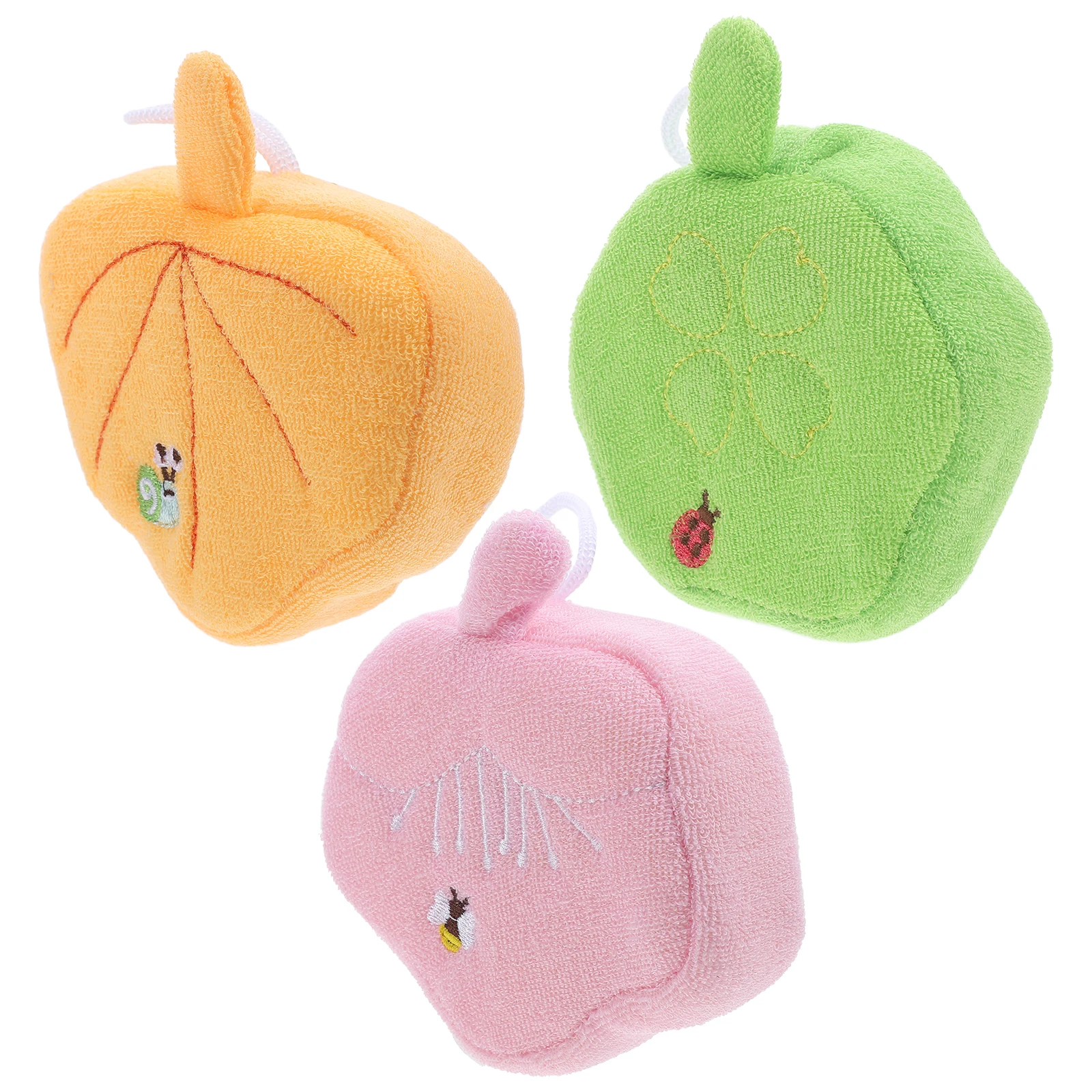 

3pcs Baby Bath Sponge Shower Balls Cartoon Bathing Scrubbers Portable Polyester Fiber Child Bath Supplies Body Wash Sponges