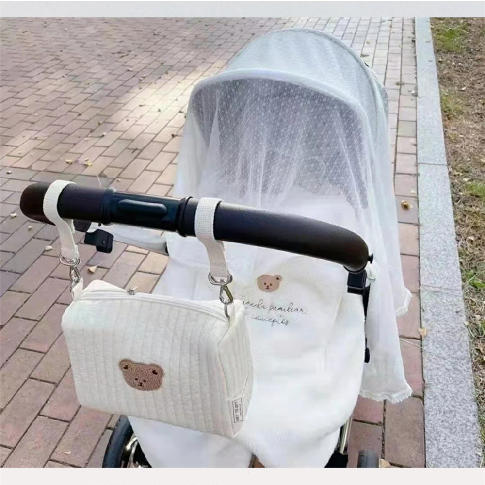 Borsa per mamma con nome ricamato borsa per pannolini multifunzionale personalizzata con orso carino borsa per appendere passeggino all'aperto