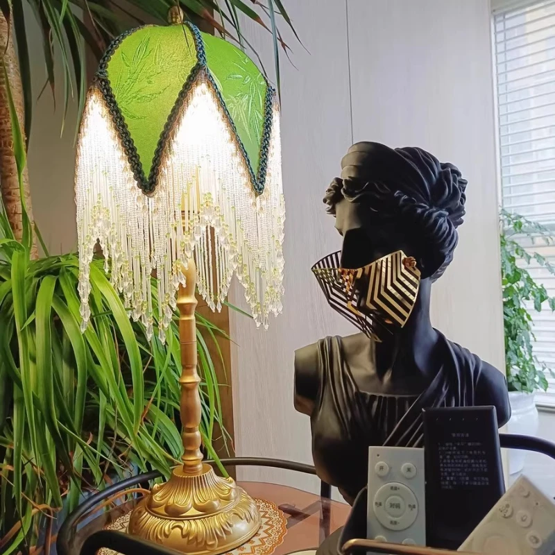 

American retro national style country bedroom living room high-end atmosphere creative tassel bedside