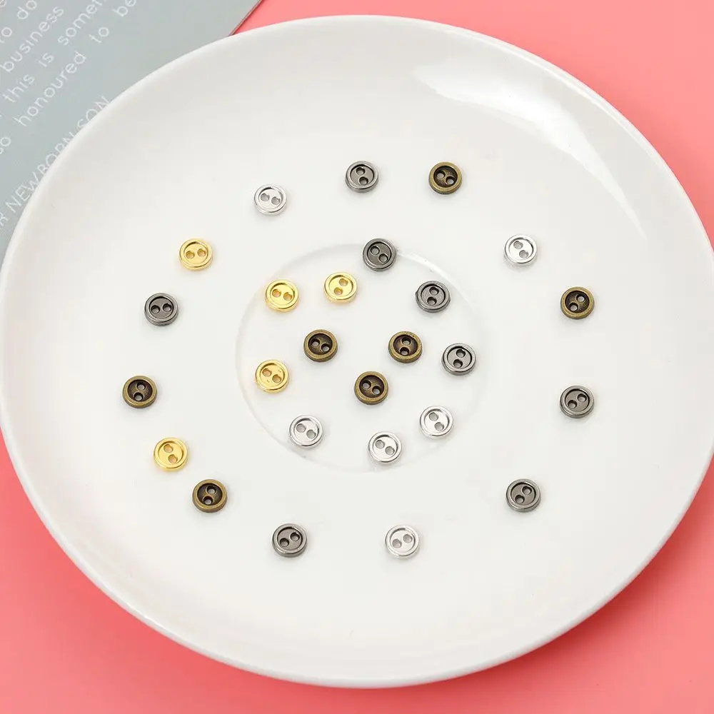 20pcs Handmade Accessories Two Holes DIY  Clothes Dolls Strap Buckles Mini Metal Buttons Clothing Sewing Craft