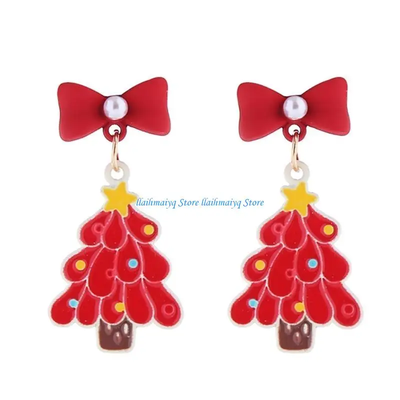 573B Dangle Holiday Earrings Christmas Santa Reindeer Earring Women Snowflake Earring