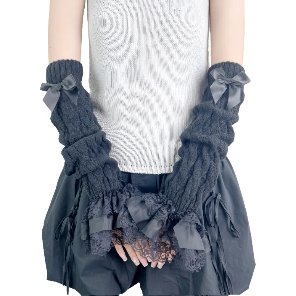 New Fingerless Arm Warmers Long Wrist Style Knitted Elbow Mittens False Sleeves Wrist Sleeves Cosplay Use