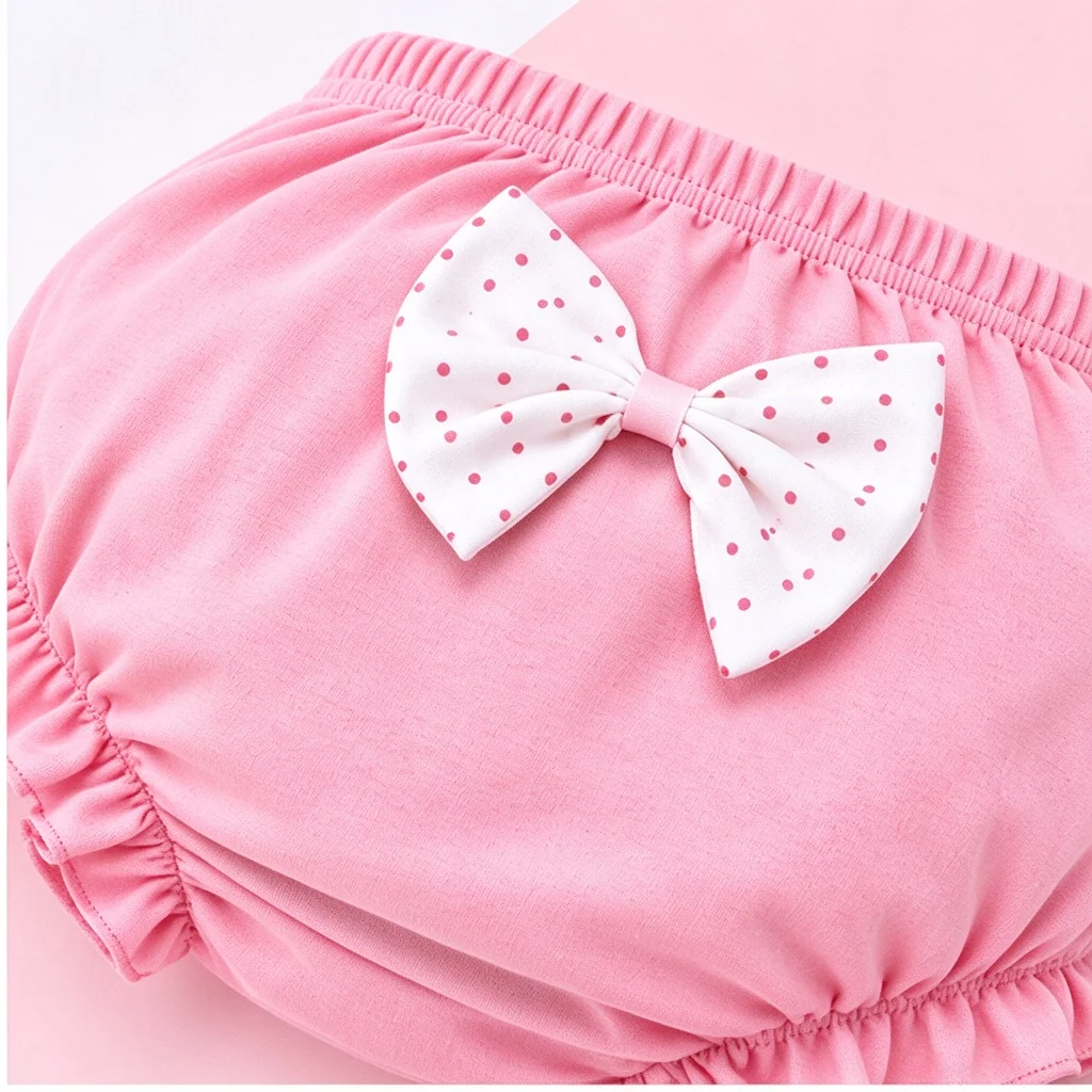 4 Pack Baby Girl Bloomer Underwear Infant Toddler Soft Ruffle Bow Briefs Polka Dot Striped Kids Diaper Cover Pants